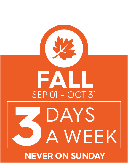 Fall Watering Schedule is in Effect September 1 to October 31st