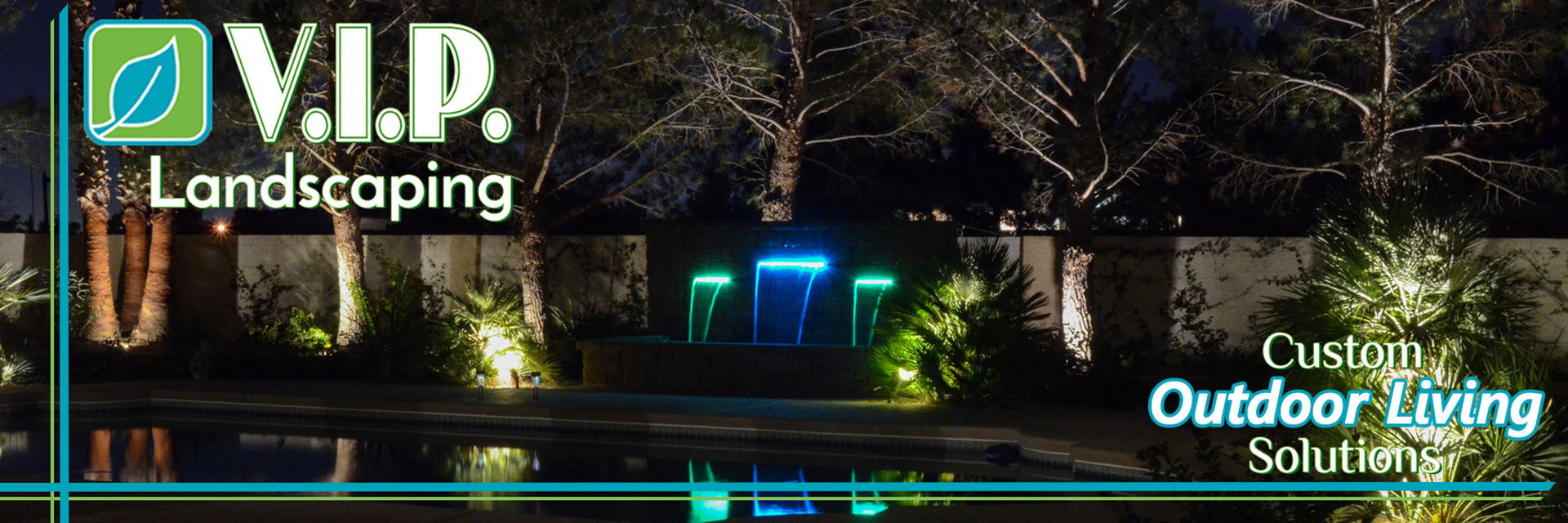 Low voltage lighting multi-color lights around pool area incorporated with the back-yard landscaping