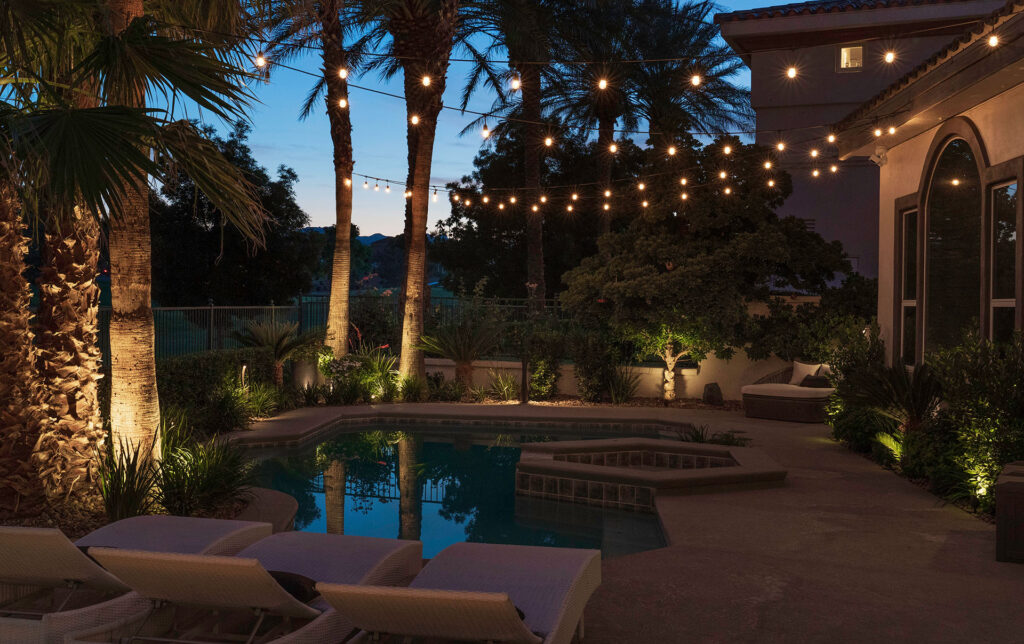 Landscape Design Featuring Bistro String Lights