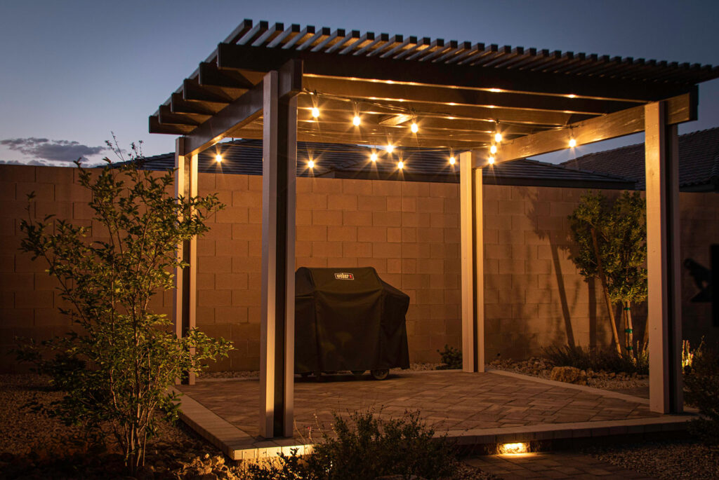 Custom Patio Illuminated by Bistro Lights